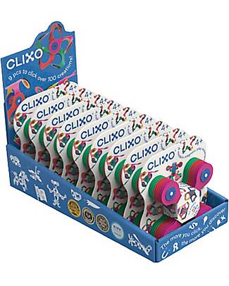 Clixo 9 Confezioni Tiny & Mighty - Classico (9pz) + Espositore in Omaggio - 4+ Anni Giochi Magnetici