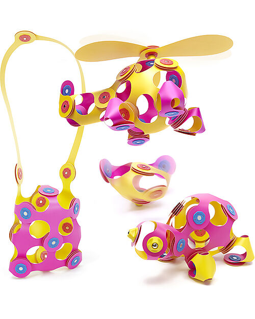 Clixo Crew Pack - 30 Pezzi - Rosa Giallo - Gioco Magnetico STEAM - 4+ Anni Giochi Magnetici