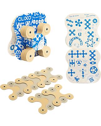 Clixo Designer Pack - 9 Pezzi - Beige Grigio - Gioco Magnetico STEAM - 4+ Anni Giochi Magnetici