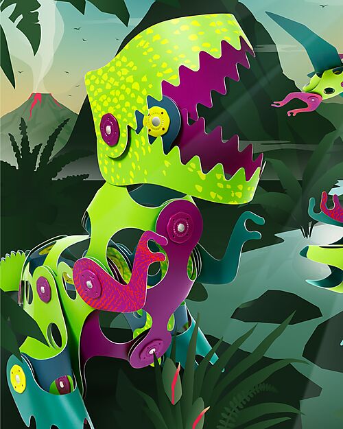 Clixo Dino Adventure Pack - 36 pezzi - Gioco Magnetico STEAM - 6+ Anni Giochi Magnetici