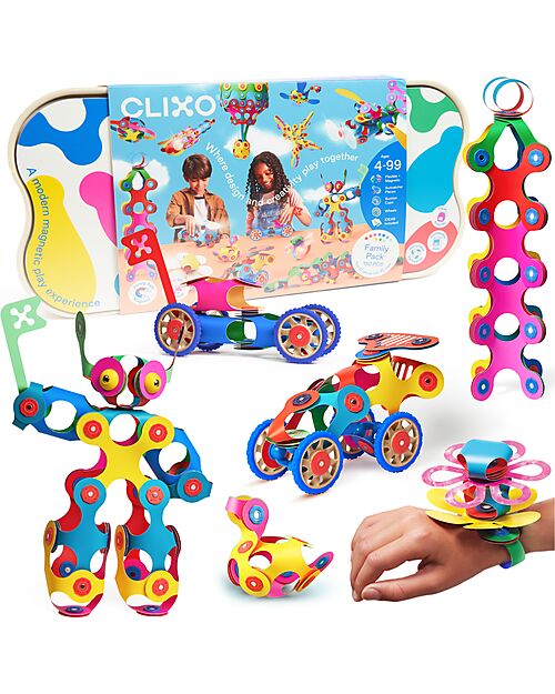 Clixo Family Pack - 150 Pezzi - Gioco Magnetico STEAM - +4 Anni Giochi Magnetici