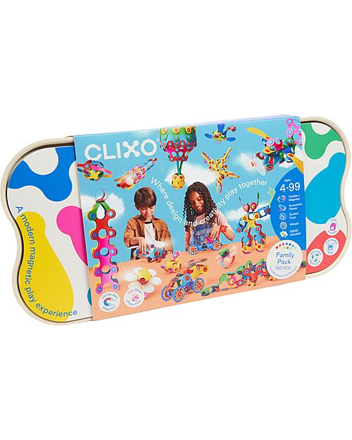 Clixo Family Pack - 150 Pezzi - Gioco Magnetico STEAM - +4 Anni Giochi Magnetici