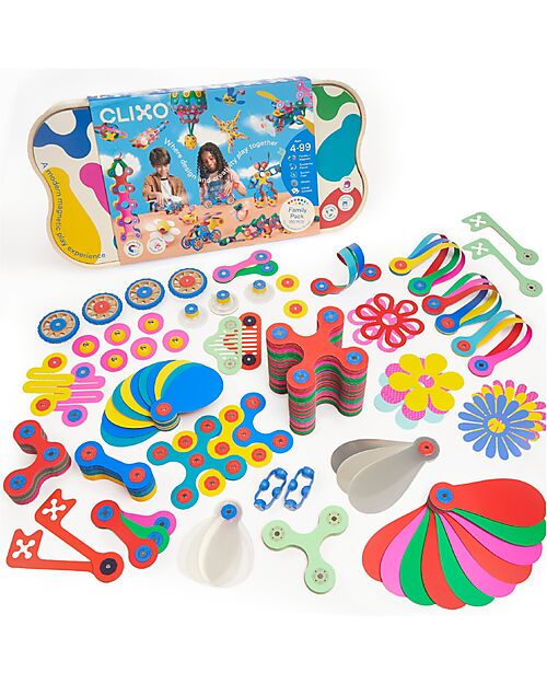 Clixo Family Pack - 150 Pezzi - Gioco Magnetico STEAM - +4 Anni Giochi Magnetici