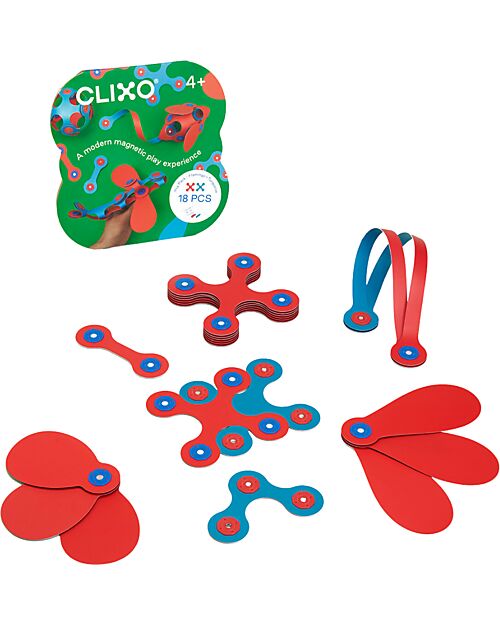 Clixo Itsy Pack - 18 Pezzi - Rosa Turchese - Gioco Magnetico STEAM - 4+ Anni Giochi Magnetici