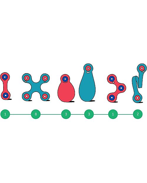 Clixo Itsy Pack - 18 Pezzi - Rosa Turchese - Gioco Magnetico STEAM - 4+ Anni Giochi Magnetici