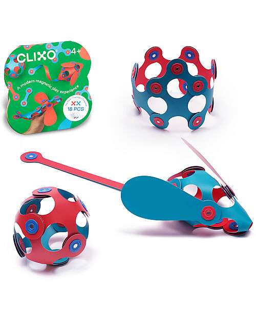Clixo Itsy Pack - 18 Pezzi - Rosa Turchese - Gioco Magnetico STEAM - 4+ Anni Giochi Magnetici