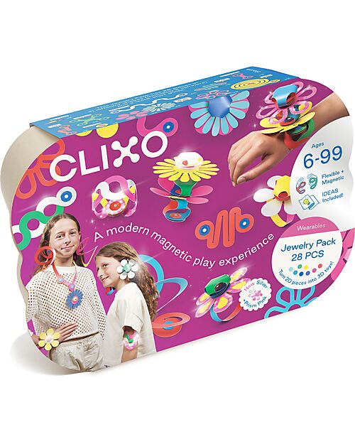 Clixo Set Gioielli - 28 Pezzi - Gioco Magnetico STEAM - 6+ Anni Giochi Magnetici