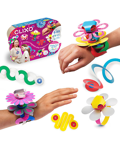 Clixo Set Gioielli - 28 Pezzi - Gioco Magnetico STEAM - 6+ Anni Giochi Magnetici