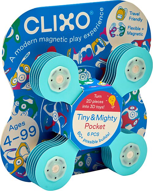 Clixo Tiny & Mighty - 6 Pezzi - Pocket - Gioco Magnetico STEAM - 4+ Anni Giochi Magnetici
