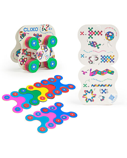 Clixo Tiny & Mighty - 9 Pezzi - Classico Multicolor - Gioco Magnetico STEAM - 4+ Anni Giochi Magnetici