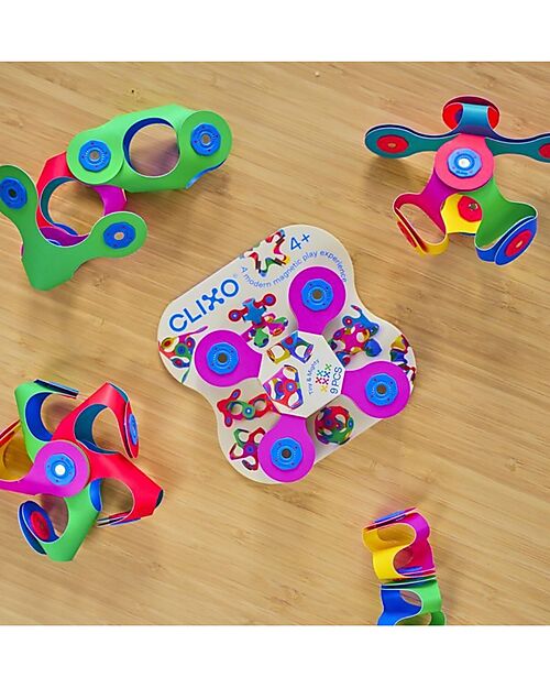 Clixo Tiny & Mighty - 9 Pezzi - Classico Multicolor - Gioco Magnetico STEAM - 4+ Anni Giochi Magnetici