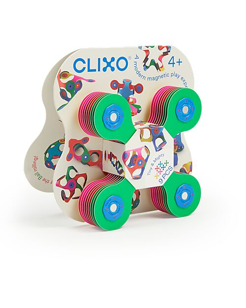 Clixo Tiny & Mighty - 9 Pezzi - Classico Multicolor - Gioco Magnetico STEAM - 4+ Anni Giochi Magnetici