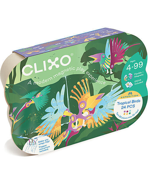 Clixo Tiny & Mighty - 9 Pezzi - Giungla - Gioco Magnetico STEAM - 4+ Anni Giochi Magnetici