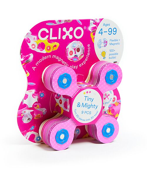 Clixo Tiny & Mighty - 9 Pezzi - Scintille - Gioco Magnetico STEAM - 4+ Anni Giochi Magnetici