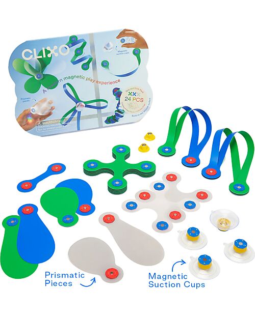 Clixo Window Pack - 24 Pezzi - Gioco Magnetico STEAM - 4+ Anni Giochi Magnetici