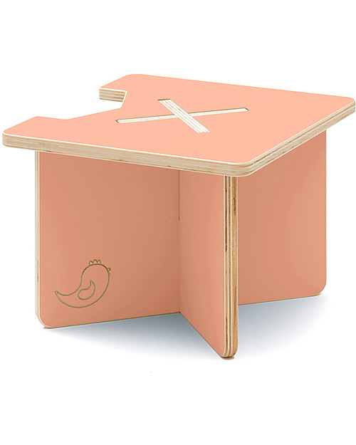 Cocò&Design Sgabello e Tavolino Modulare Lapo, Rosa Pesca - 40x40x30 cm -  Legno di pioppo unisex (bambini)