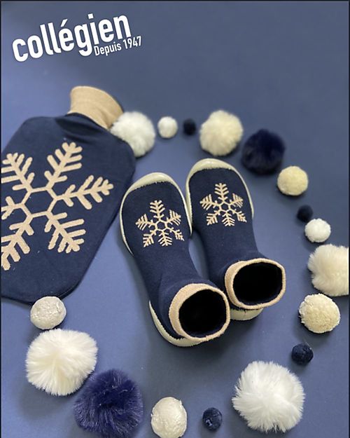 Collégien Babbucce con Suola Ergonomica - Flocon - Cotone di Qualità per Durare a Lungo! Calzini Antiscivolo