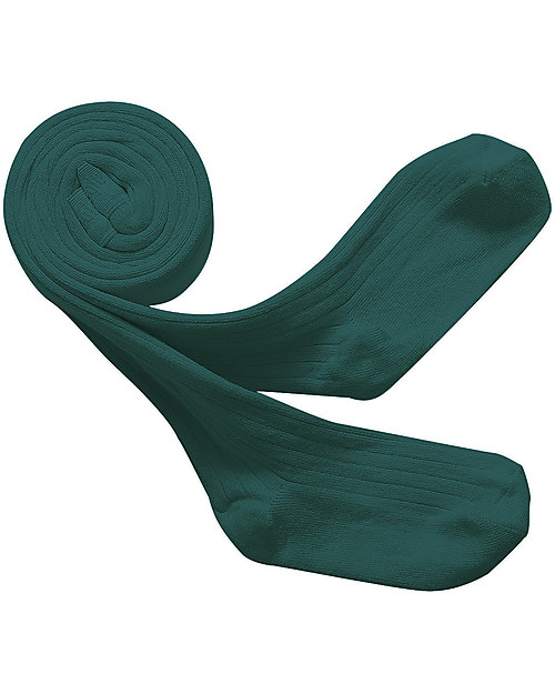 Collégien Collant a Costine Bimba, Verde Scuro - Cotone egiziano morbidissimo! Calze