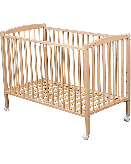 Combelle Arthur, Lettino con Sbarre in Legno di Faggio, 60 x 120 cm - Naturale - Con ruote! Lettini con Sbarre
