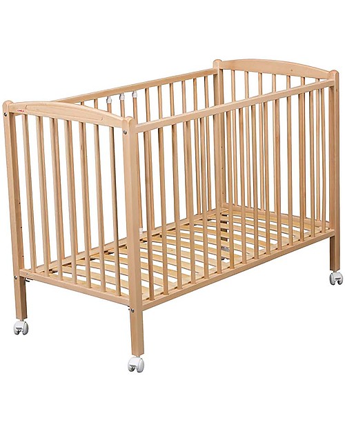 Combelle Arthur, Lettino con Sbarre in Legno di Faggio, 60 x 120 cm - Naturale - Con ruote! Lettini con Sbarre