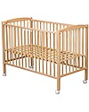 Combelle Arthur, Lettino con Sbarre in Legno di Faggio, 70 x 140 cm - Naturale - Con ruote! Lettini con Sbarre