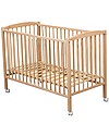 Combelle Arthur, Lettino con Sbarre in Legno di Faggio, 70 x 140 cm - Naturale - Con ruote! Lettini con Sbarre