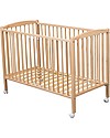 Combelle Arthur, Lettino con Sbarre in Legno di Faggio, 70 x 140 cm - Naturale - Con ruote! Lettini con Sbarre