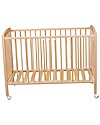 Combelle Arthur, Lettino con Sbarre in Legno di Faggio, 70 x 140 cm - Naturale - Con ruote! Lettini con Sbarre