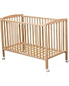 Combelle Arthur, Lettino con Sbarre in Legno di Faggio, 70 x 140 cm - Naturale - Con ruote! Lettini con Sbarre