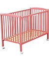 Combelle Arthur, Lettino con Sbarre in Legno di Faggio, 70 x 140 cm - Rosa - ruote! Lettini con Sbarre