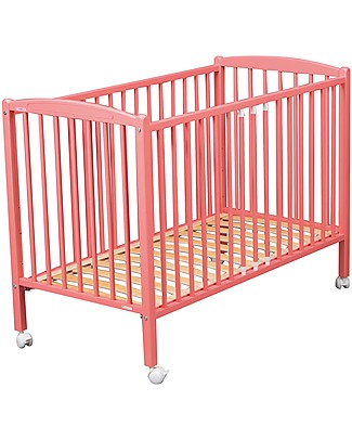 Combelle Arthur, Lettino con Sbarre in Legno di Faggio, 70 x 140 cm - Rosa - ruote! Lettini Con Sbarre