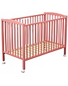 Combelle Arthur, Lettino con Sbarre in Legno di Faggio, 70 x 140 cm - Rosa - ruote! Lettini con Sbarre