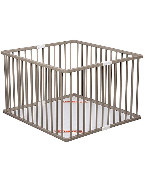 Combelle Léo, Box Pieghevole in Legno di Faggio, Grigio Chiaro - Spesso solo 11 cm! Lettini con Sbarre