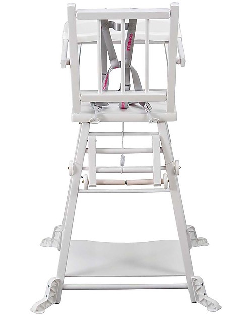 Combelle Marcel, Seggiolone Convertibile in Legno di Faggio, Bianco - Diventa un simpatico banchetto con ruote! Seggioloni Pappa