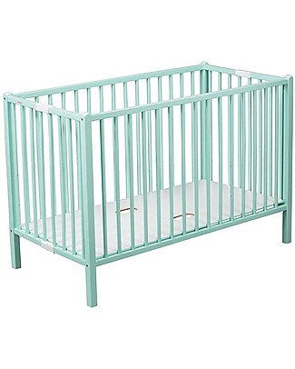 Combelle Roméo, Lettino con Sbarre Pieghevole in Legno di Faggio, 60 x 120 cm - Menta Lettini Con Sbarre