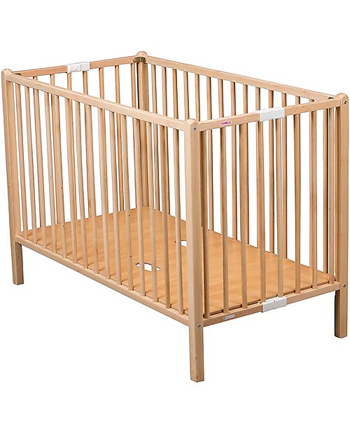Combelle Roméo, Lettino con Sbarre Pieghevole in Legno di Faggio, 60 x 120 cm - Naturale Lettini con Sbarre