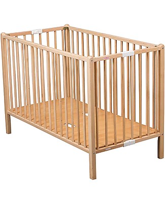 Combelle Roméo, Lettino con Sbarre Pieghevole in Legno di Faggio, 60 x 120 cm - Naturale Lettini Con Sbarre