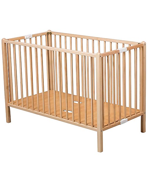 Combelle Roméo, Lettino con Sbarre Pieghevole in Legno di Faggio, 60 x 120 cm - Naturale Lettini con Sbarre