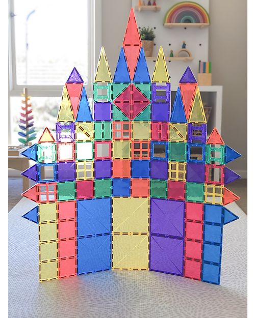 Connetix 100 Pezzi - Pacco Creativo - Arcobaleno -100% Plastica ABS Atossica - Apprendimento STEM! Giochi Magnetici