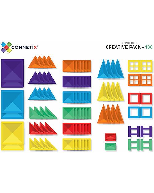 Connetix 102 Pezzi - Pacco Creativo - Arcobaleno -100% Plastica ABS Atossica - Apprendimento STEM! Giochi Magnetici