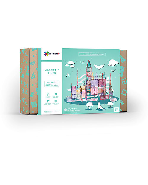 Connetix 106 Pezzi - Pacco Pista Palline - Pastello - 100% Plastica ABS Atossica - Apprendimento STEM! Giochi Magnetici