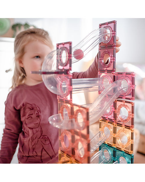 Connetix 106 Pezzi - Pacco Pista Palline - Pastello - 100% Plastica ABS Atossica - Apprendimento STEM! Giochi Magnetici