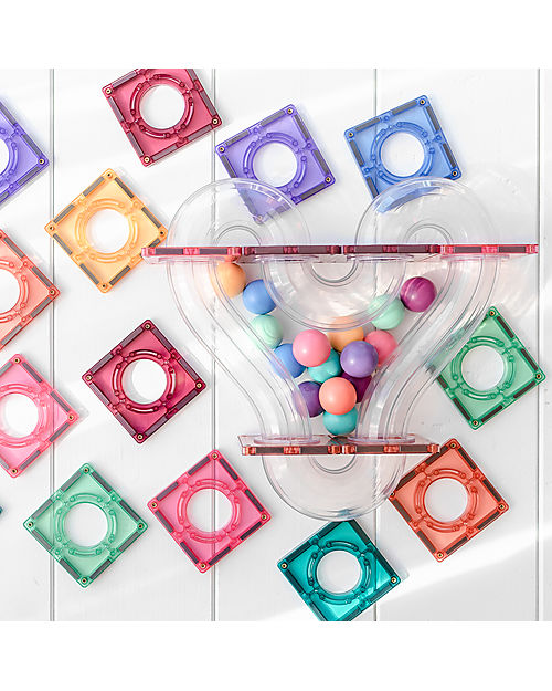 Connetix 106 Pezzi - Pacco Pista Palline - Pastello - 100% Plastica ABS Atossica - Apprendimento STEM! Giochi Magnetici