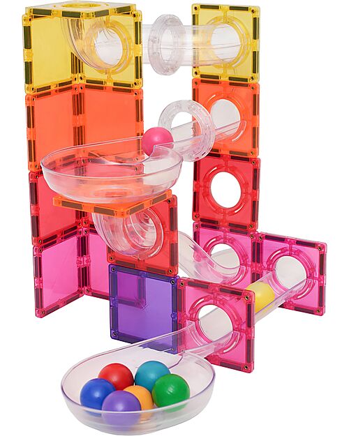 Connetix 114 Pezzi - Pacco Pista Palline - Bright - 100% Plastica ABS Atossica - Apprendimento STEM! Giochi Magnetici