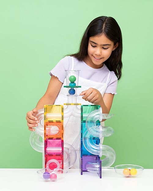 Connetix 114 Pezzi - Pacco Pista Palline - Bright - 100% Plastica ABS Atossica - Apprendimento STEM! Giochi Magnetici