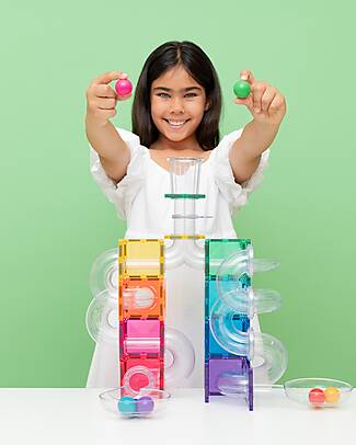 Connetix 114 Pezzi - Pacco Pista Palline - Bright - 100% Plastica ABS Atossica - Apprendimento STEM! Giochi Magnetici