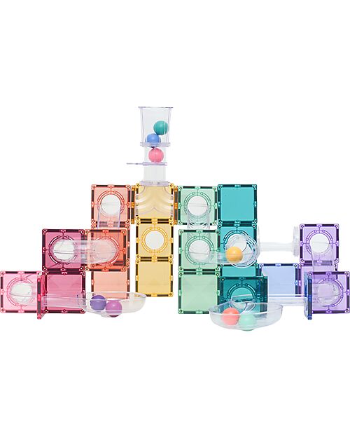 Connetix 114 Pezzi - Pacco Pista Palline - Pastello - 100% Plastica ABS Atossica - Apprendimento STEM! Giochi Magnetici