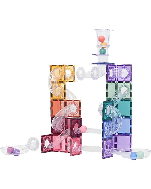 Connetix 114 Pezzi - Pacco Pista Palline - Pastello - 100% Plastica ABS Atossica - Apprendimento STEM! Giochi Magnetici
