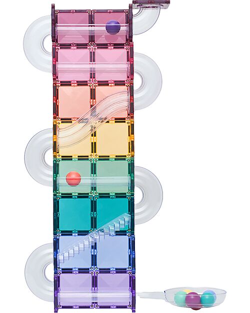 Connetix 114 Pezzi - Pacco Pista Palline - Pastello - 100% Plastica ABS Atossica - Apprendimento STEM! Giochi Magnetici