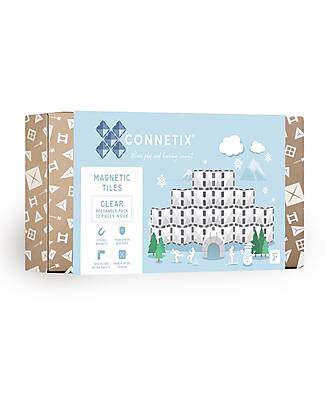 Connetix 12 Pezzi - Rettangoli - Trasparente - 100% Plastica ABS Atossica - Apprendimento STEM! Giochi Magnetici